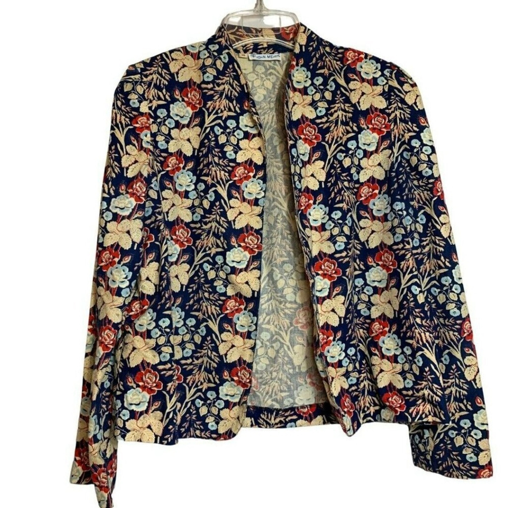 John Meyer Jacket blue red open front size 16